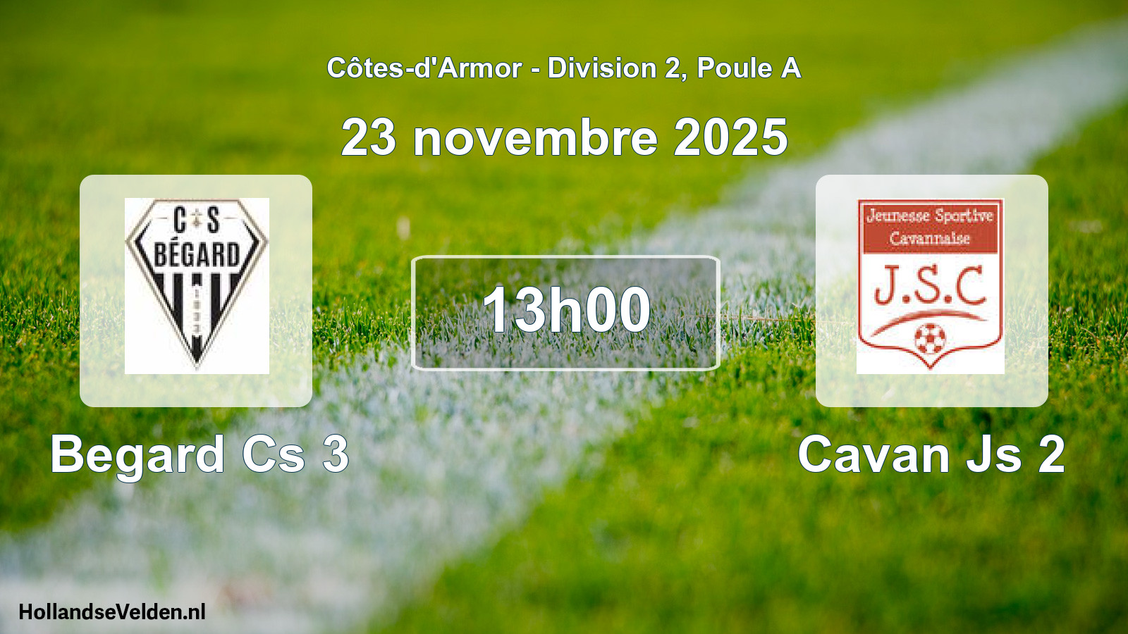 Geplande wedstrijd: Begard Cs 3 - Cavan Js 2 (23 novembre 2025)
