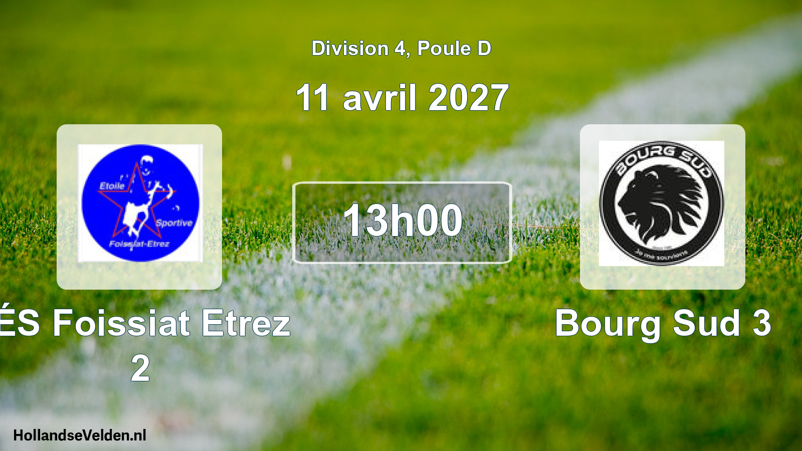 Match programmé: ÉS Foissiat Etrez 2 - Bourg Sud 3 (11 avril 2027)