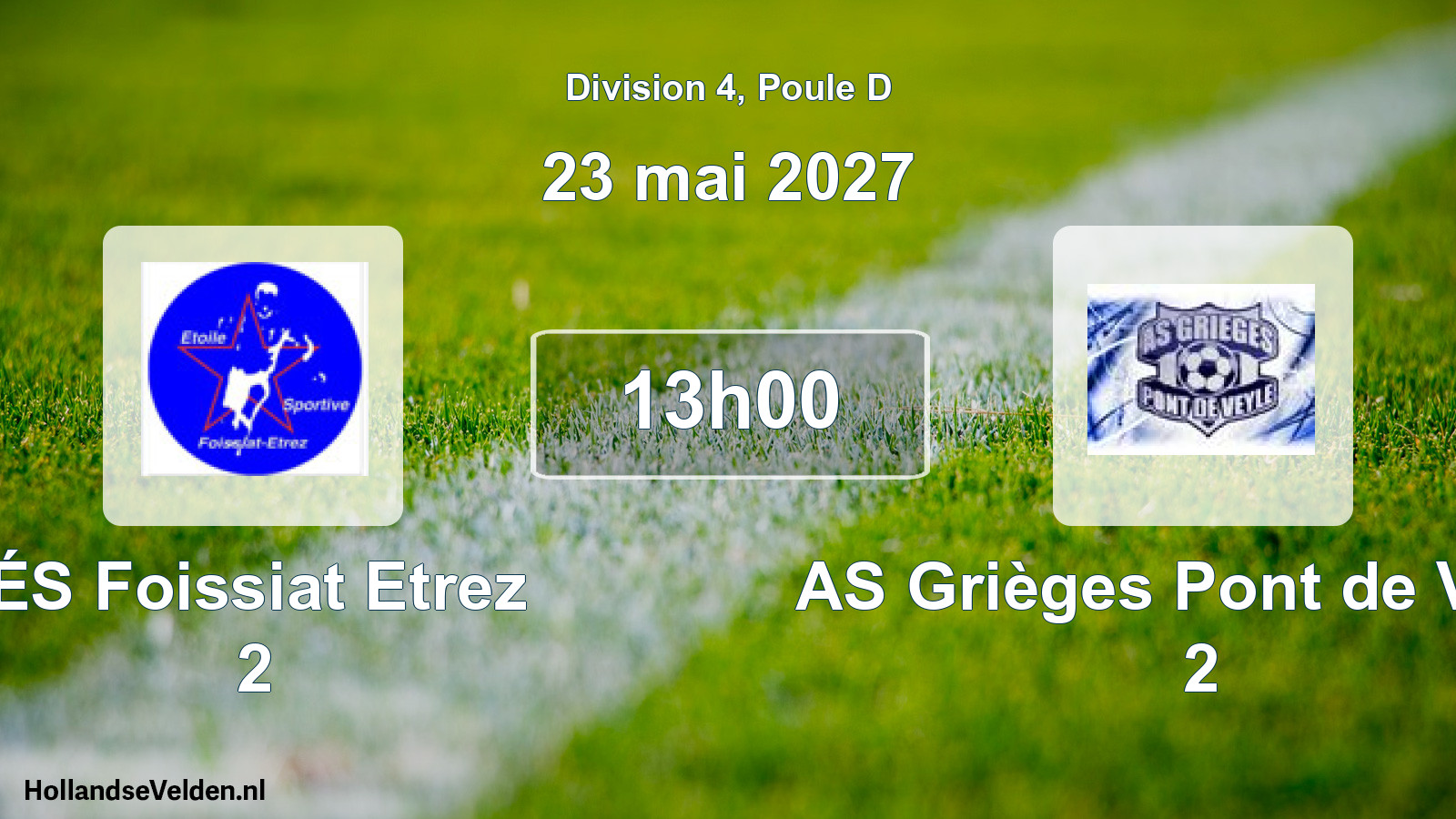 Match programmé: ÉS Foissiat Etrez 2 - AS Grièges Pont de Veyle 2 (23 mai 2027)