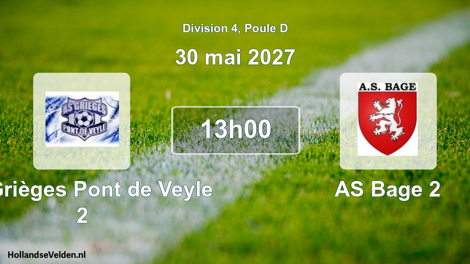 Scheduled Match: AS Grièges Pont de Veyle 2 - AS Bage 2 (30 May 2027)