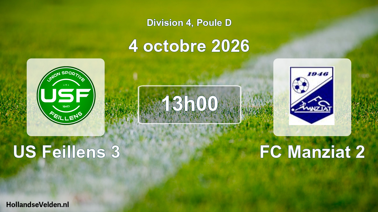 Match programmé: US Feillens 3 - FC Manziat 2 (4 octobre 2026)