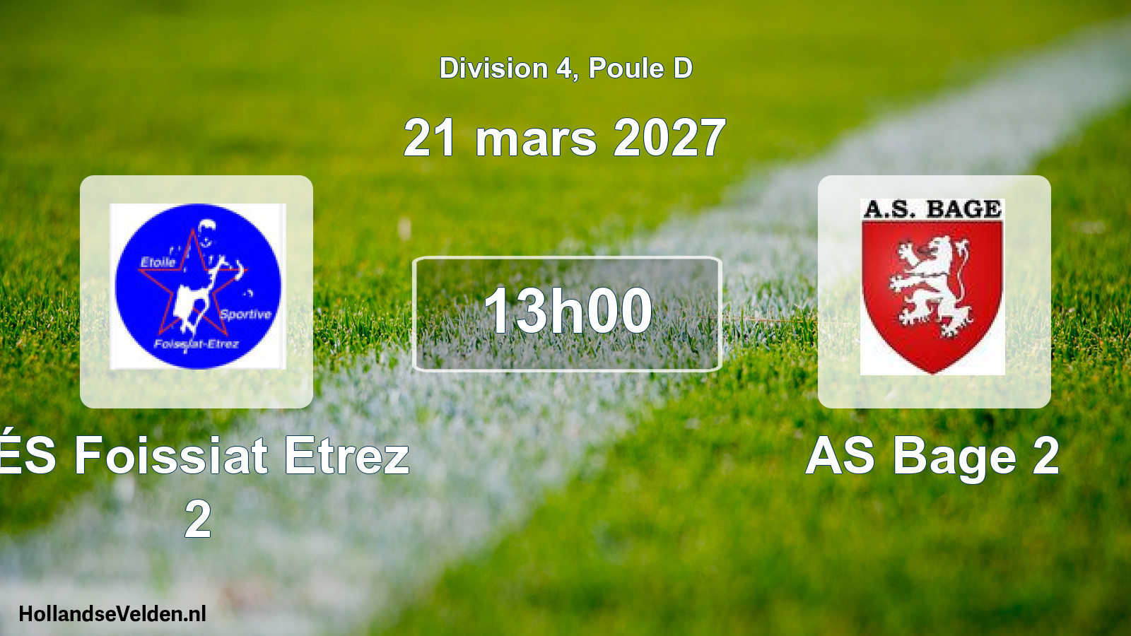 Match programmé: ÉS Foissiat Etrez 2 - AS Bage 2 (21 mars 2027)