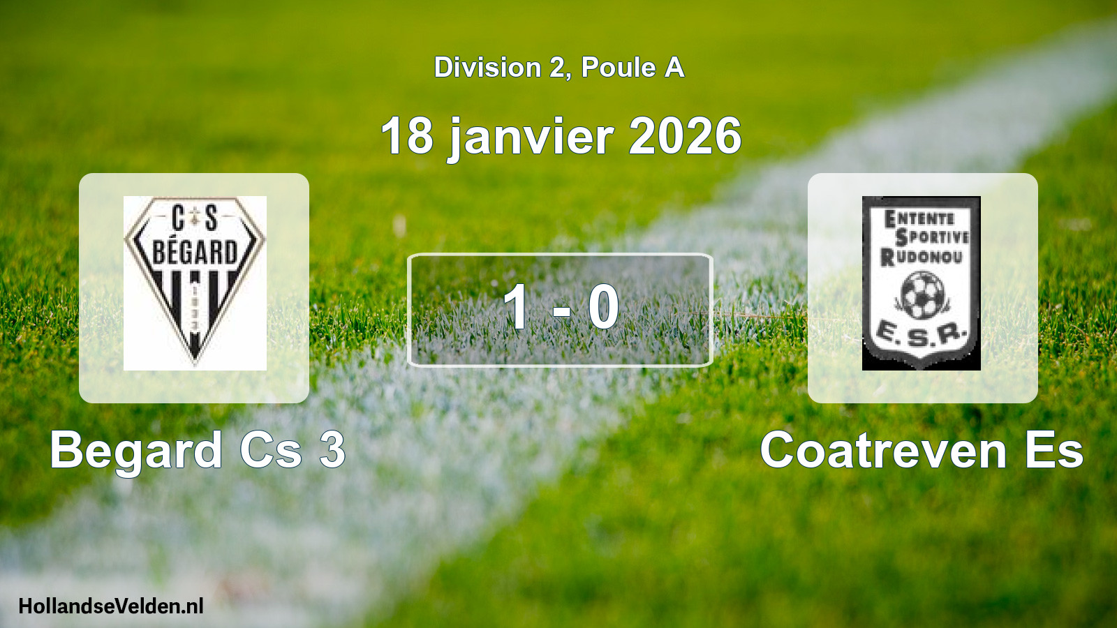 Total number of matches played: Begard Cs 3 - Coatreven Es 1 - 0 (18 January 2026)