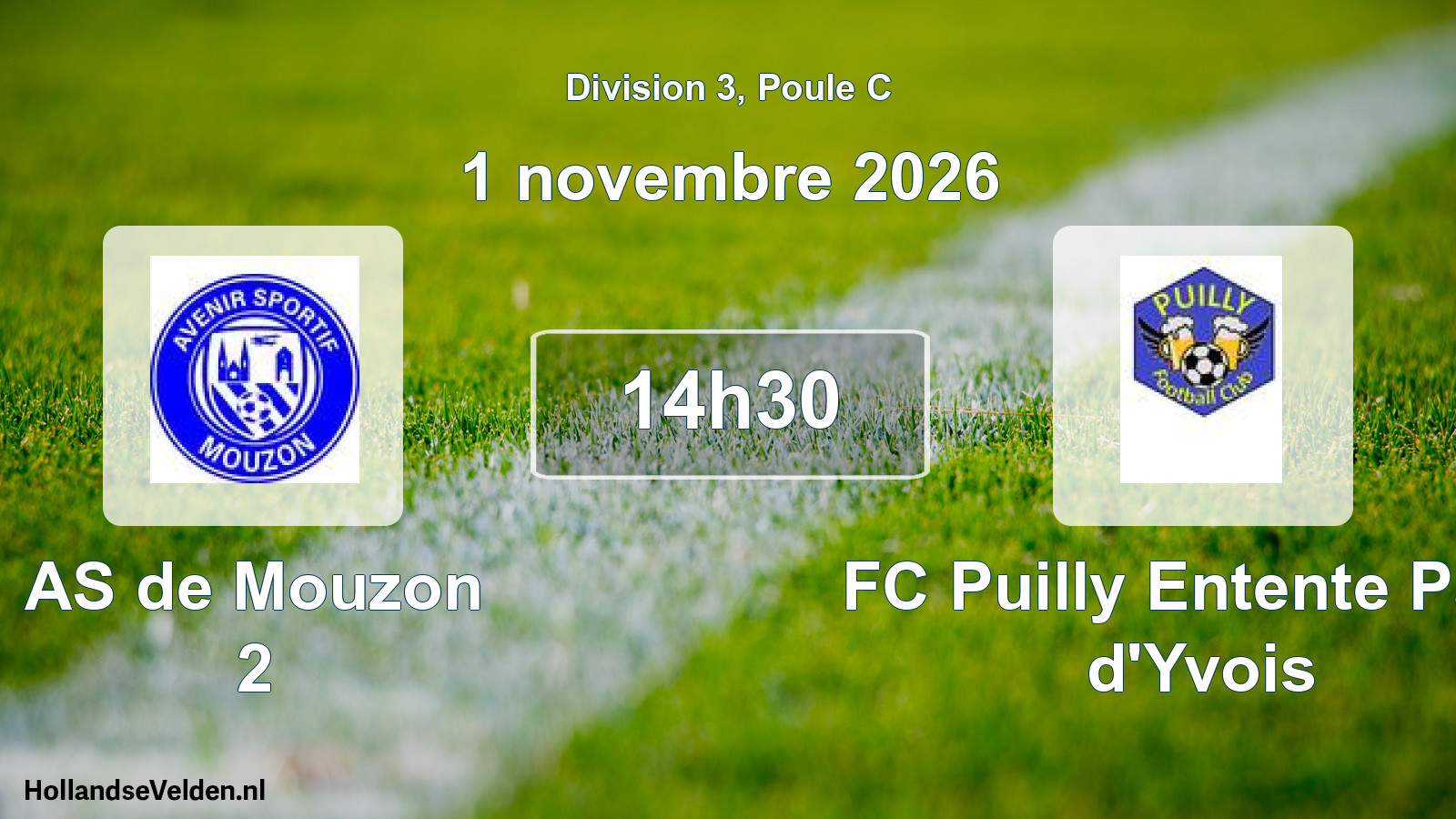 Match programmé: AS de Mouzon 2 - FC Puilly Entente Pays d'Yvois (1 novembre 2026)