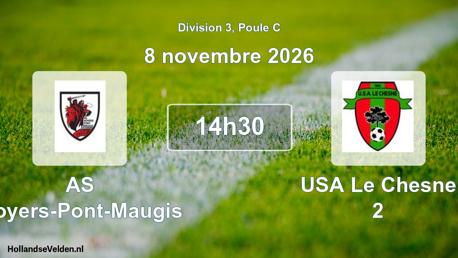 Match programmé: AS Noyers-Pont-Maugis - USA Le Chesne 2 (8 novembre 2026)