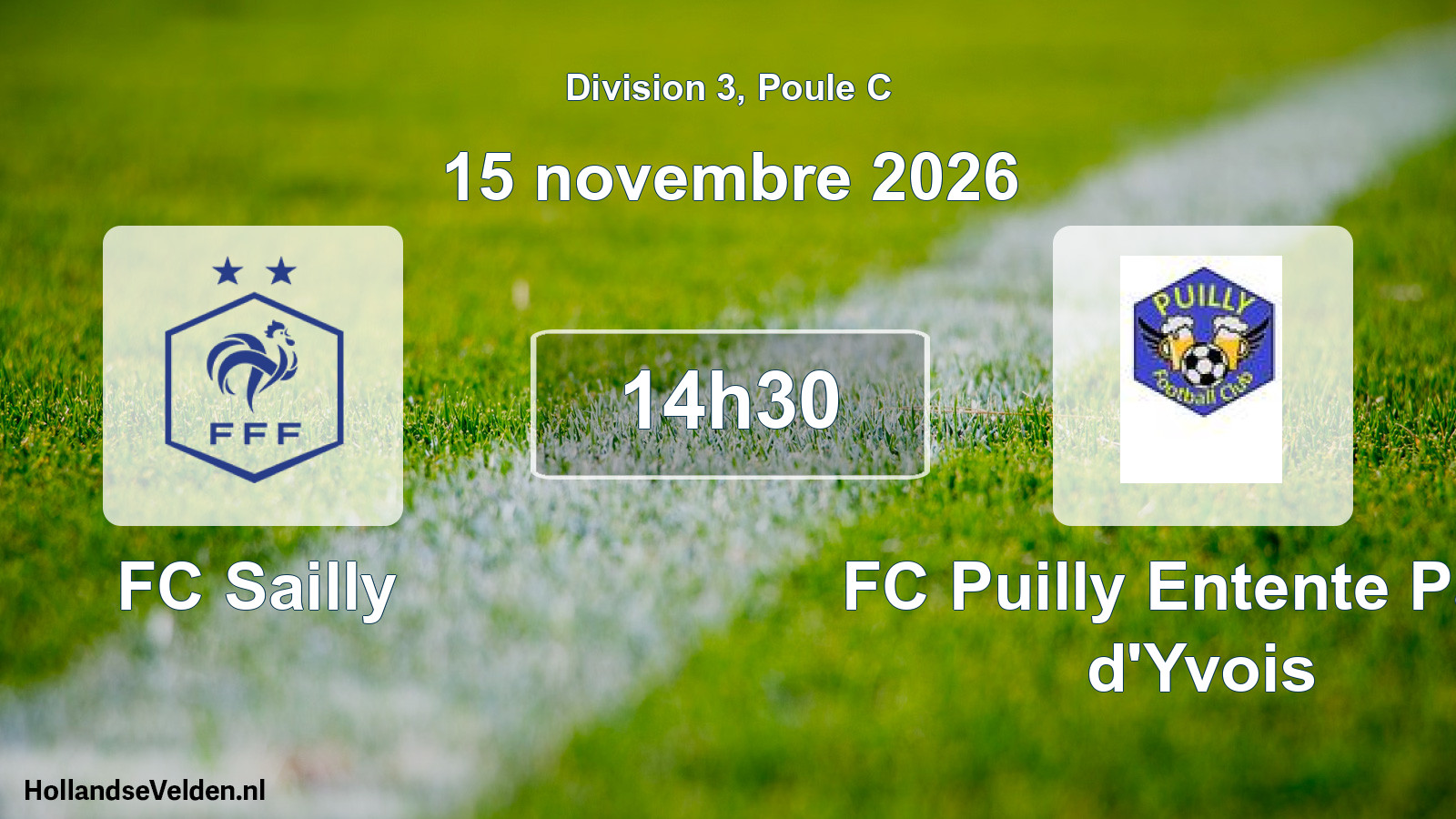 Match programmé: FC Sailly - FC Puilly Entente Pays d'Yvois (15 novembre 2026)