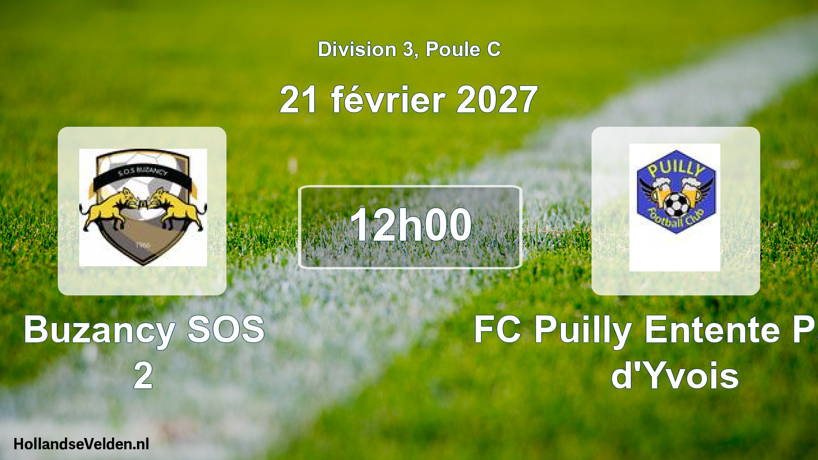 Match programmé: Buzancy SOS 2 - FC Puilly Entente Pays d'Yvois (21 février 2027)