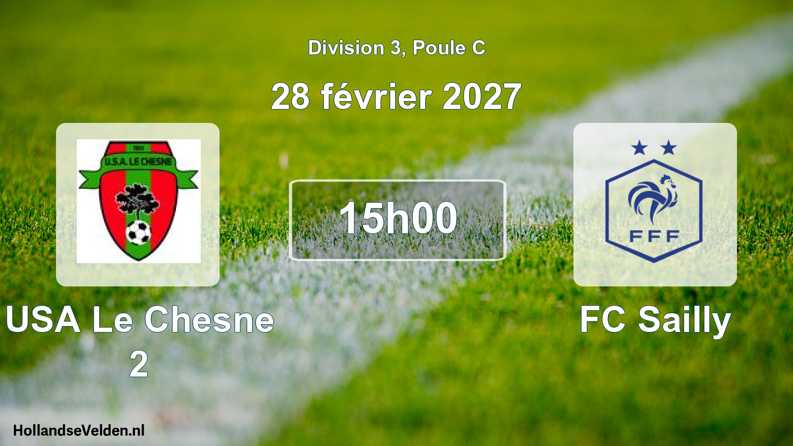 Match programmé: USA Le Chesne 2 - FC Sailly (28 février 2027)