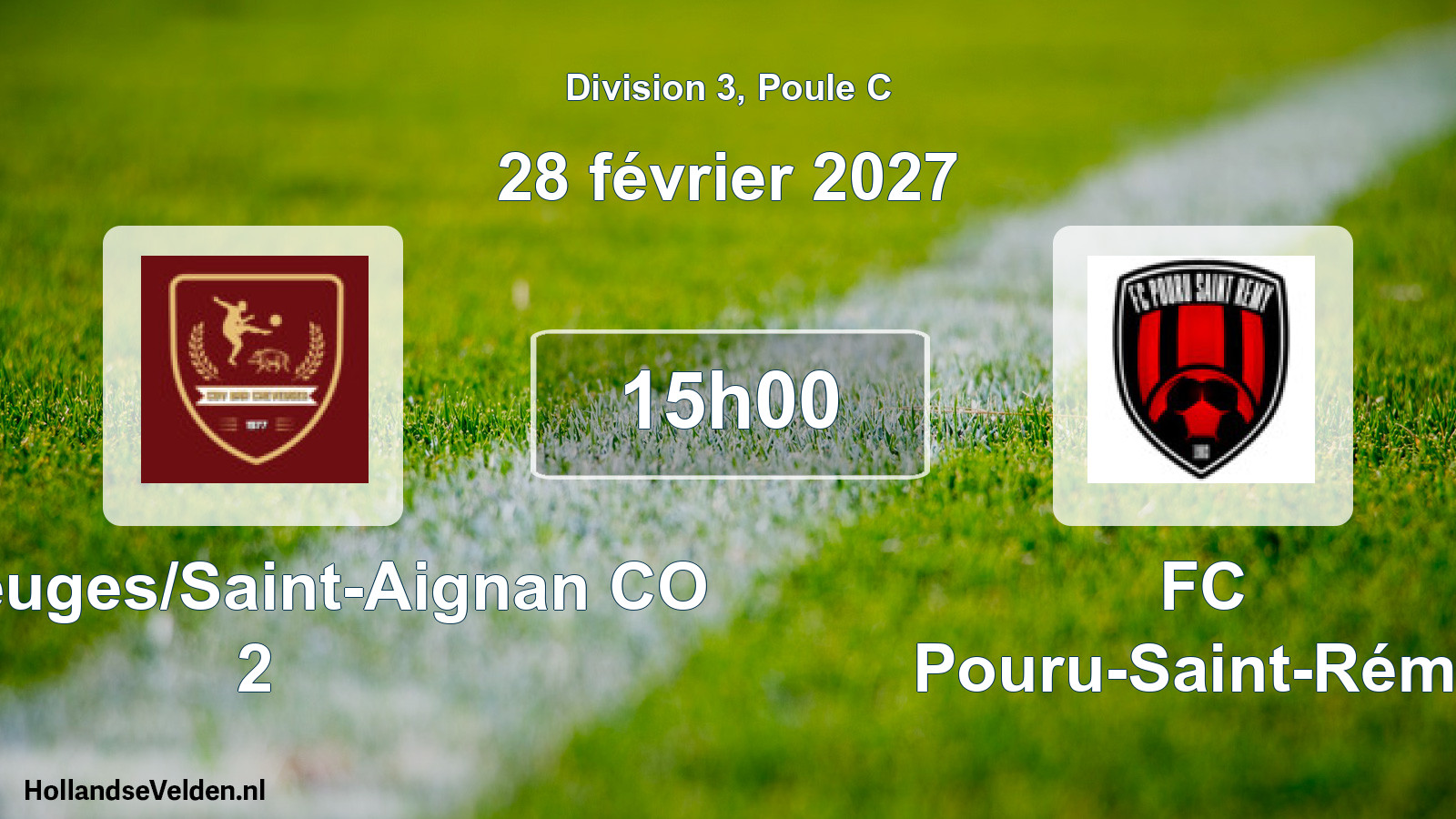 Match programmé: Cheveuges/Saint-Aignan CO 2 - FC Pouru-Saint-Rémy (28 février 2027)