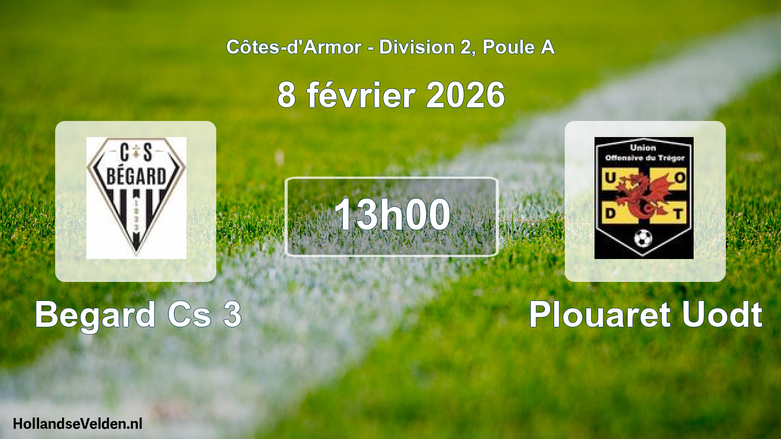 Geplande wedstrijd: Begard Cs 3 - Plouaret Uodt (8 février 2026)