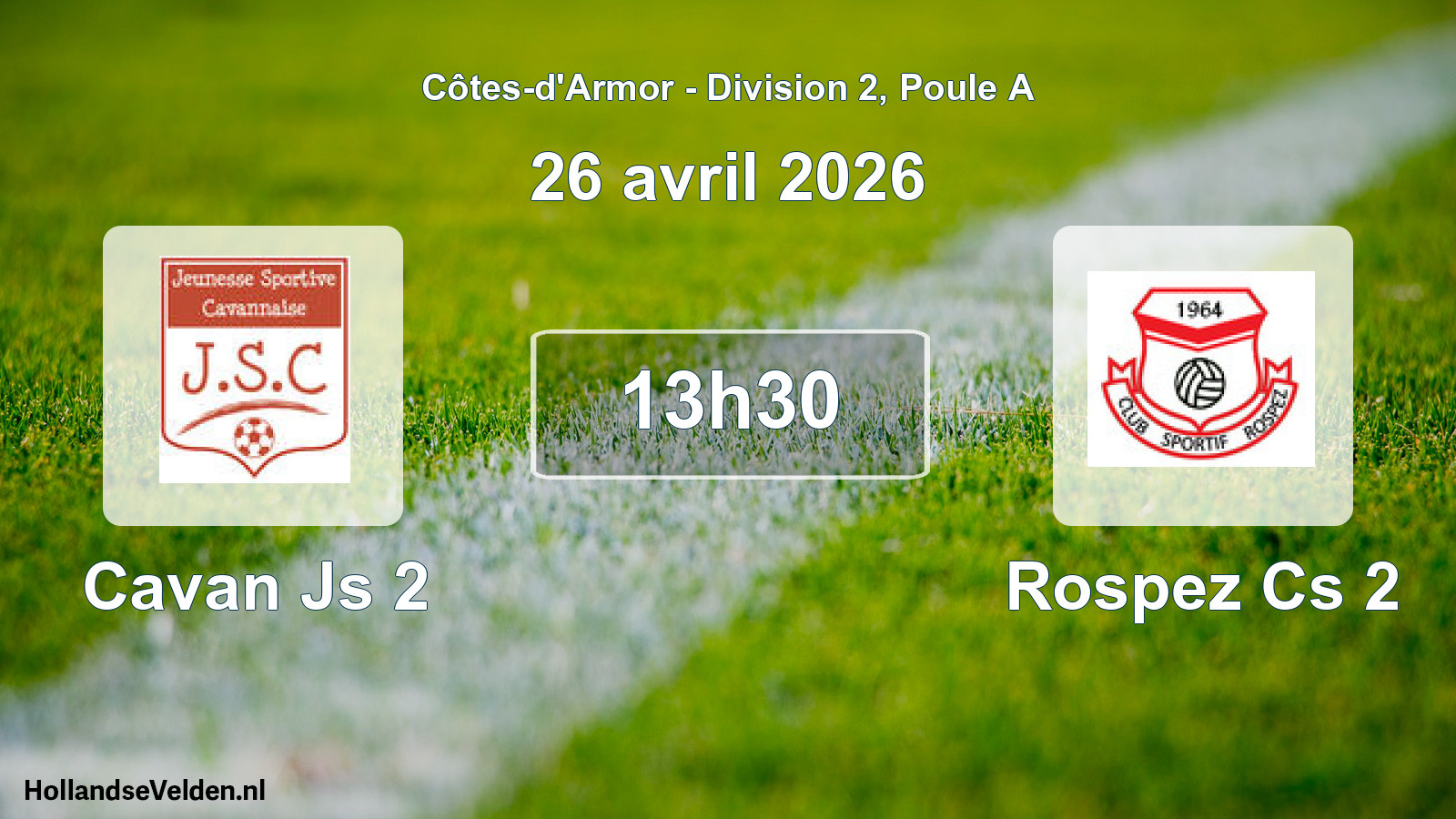 Geplande wedstrijd: Cavan Js 2 - Rospez Cs 2 (26 april 2026)