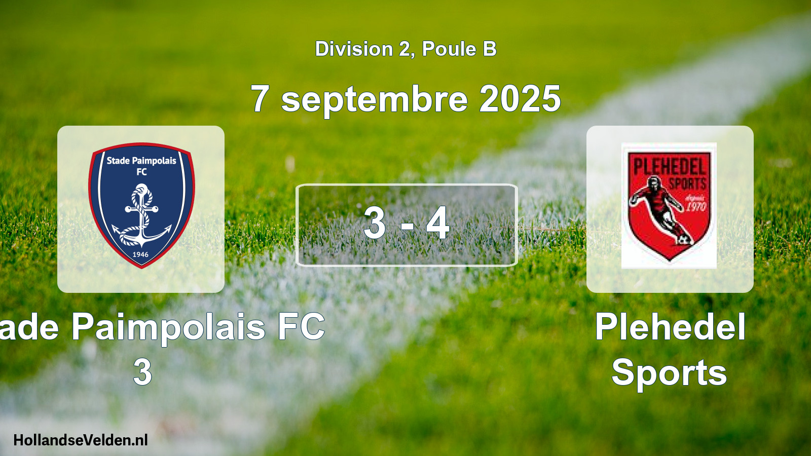 Gespeelde wedstrijd: Stade Paimpolais FC 3 - Plehedel Sports 3 - 4 (7 september 2025)