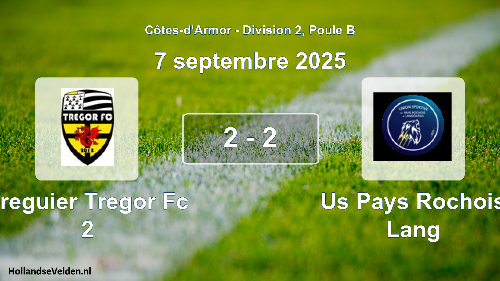 Gespeelde wedstrijd: Treguier Tregor Fc 2 - Us Pays Rochois Lang 2 - 2 (7 septembre 2025)