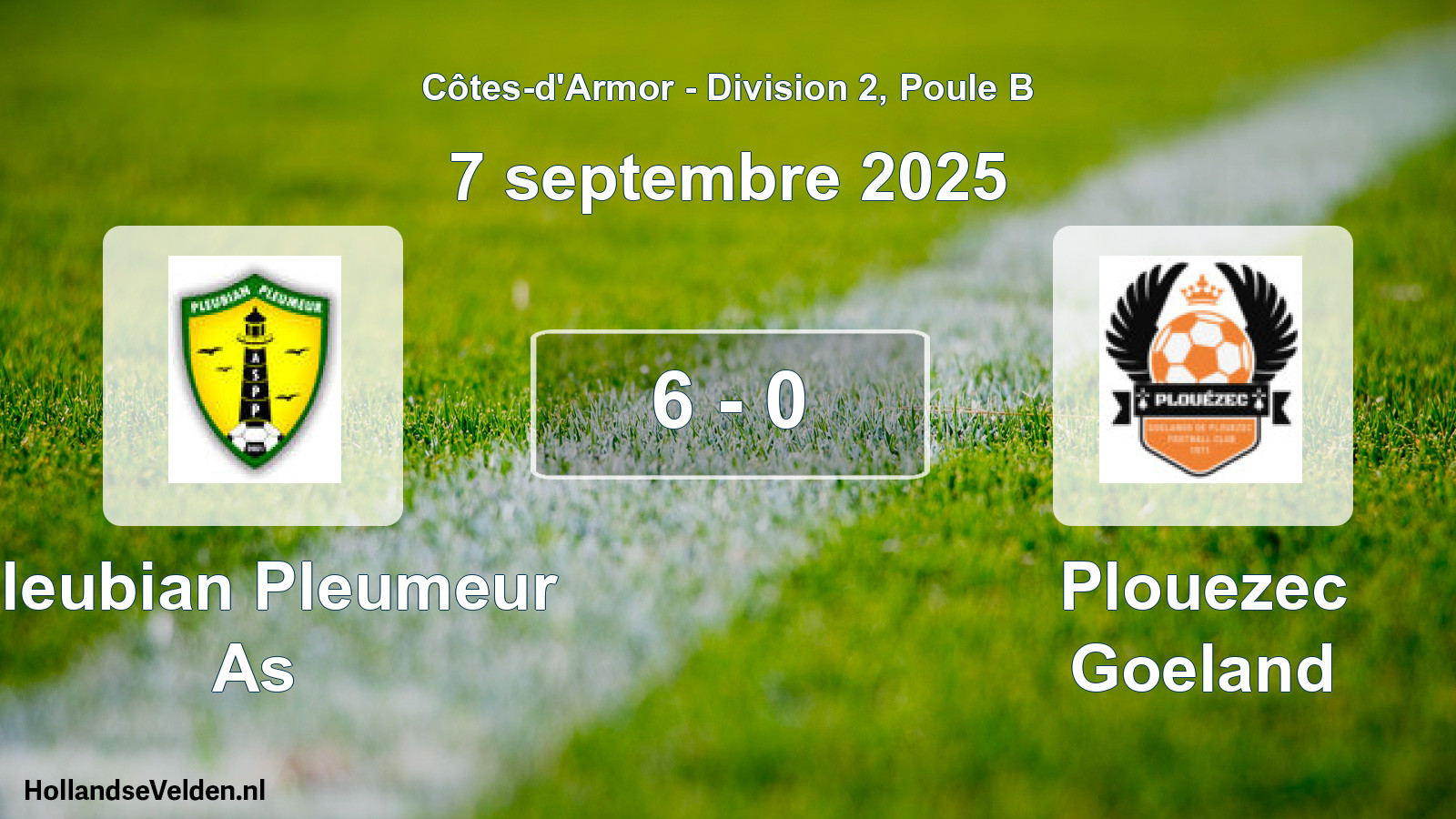 Gespeelde wedstrijd: Pleubian Pleumeur As - Plouezec Goeland 6 - 0 (7 septembre 2025)