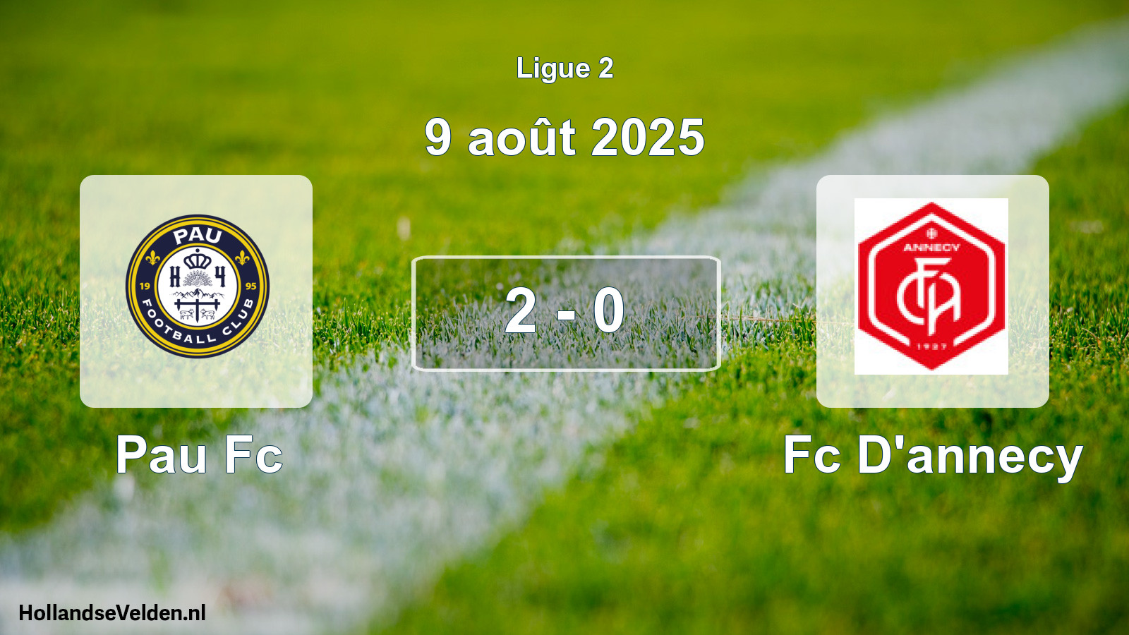 Total number of matches played: Pau Fc - Fc D'annecy 2 - 0 (9 August 2025)