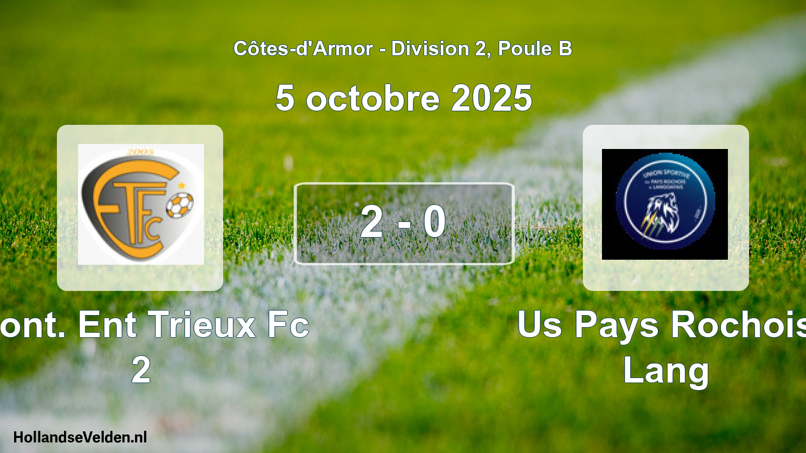 Total number of matches played: Pont. Ent Trieux Fc 2 - Us Pays Rochois Lang 2 - 0 (5 October 2025)