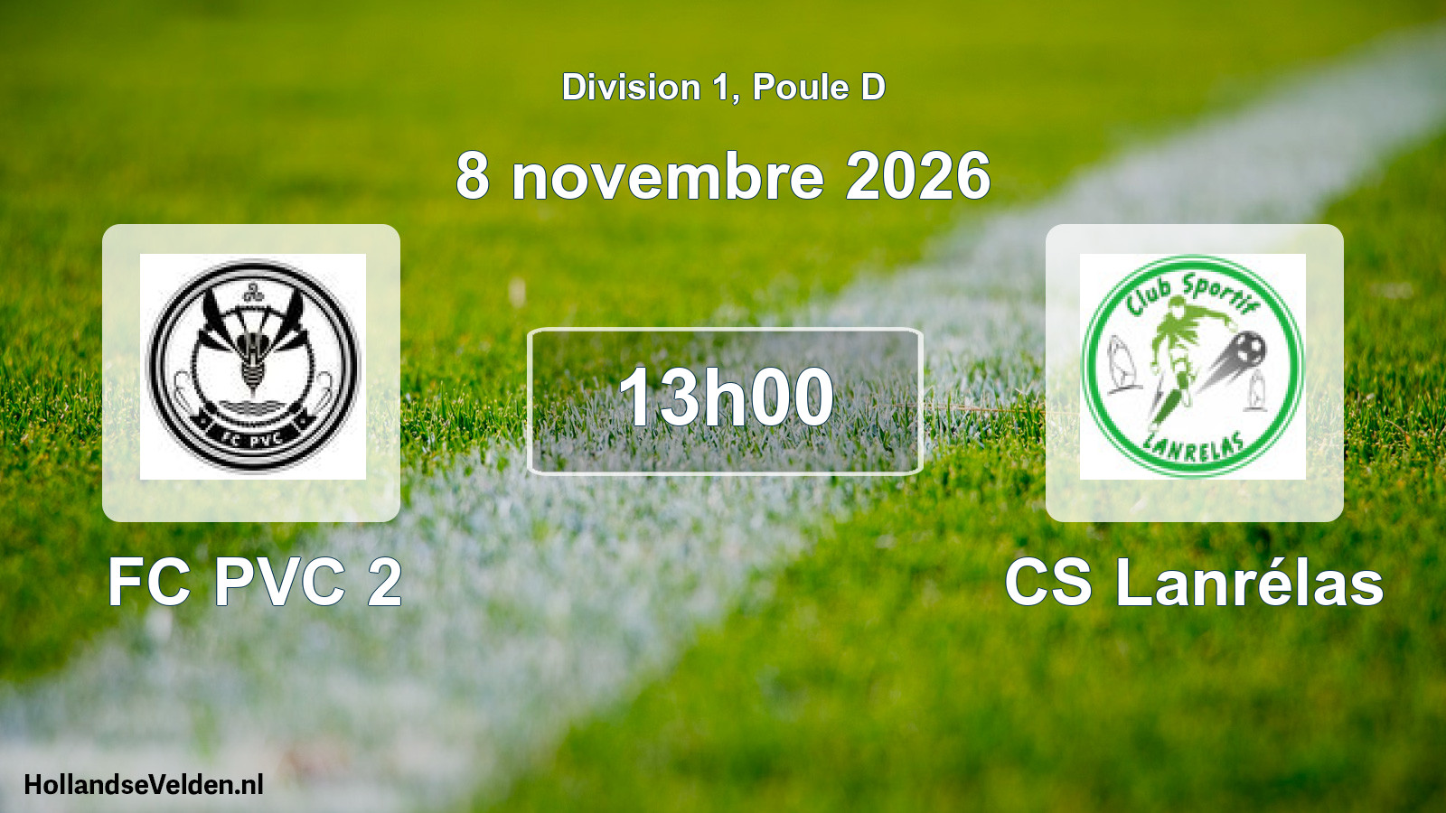 Match programmé: FC PVC 2 - CS Lanrélas (8 novembre 2026)