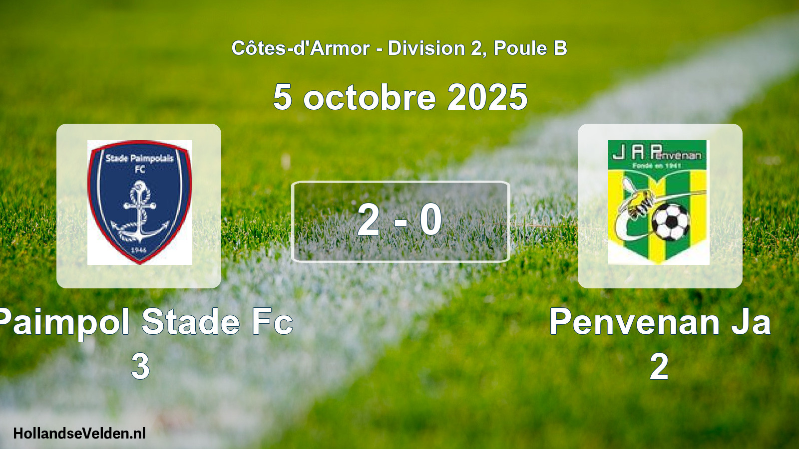 Total number of matches played: Paimpol Stade Fc 3 - Penvenan Ja 2 2 - 0 (5 October 2025)