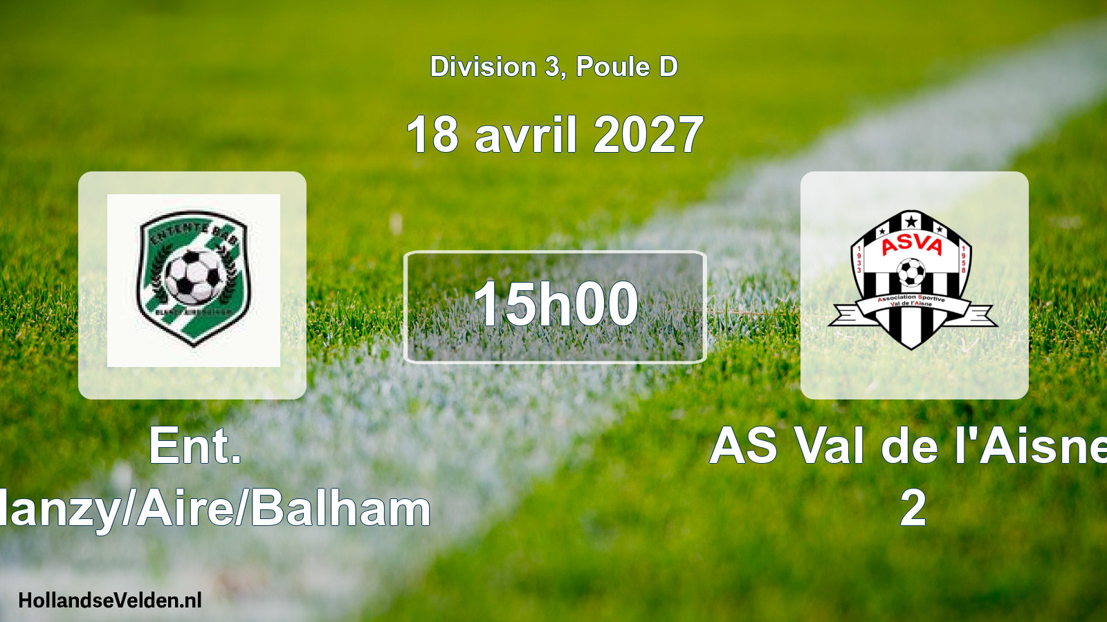 Match programmé: Ent. Blanzy/Aire/Balham - AS Val de l'Aisne 2 (18 avril 2027)