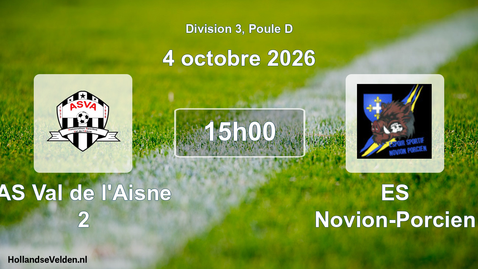 Match programmé: AS Val de l'Aisne 2 - ES Novion-Porcien (4 octobre 2026)