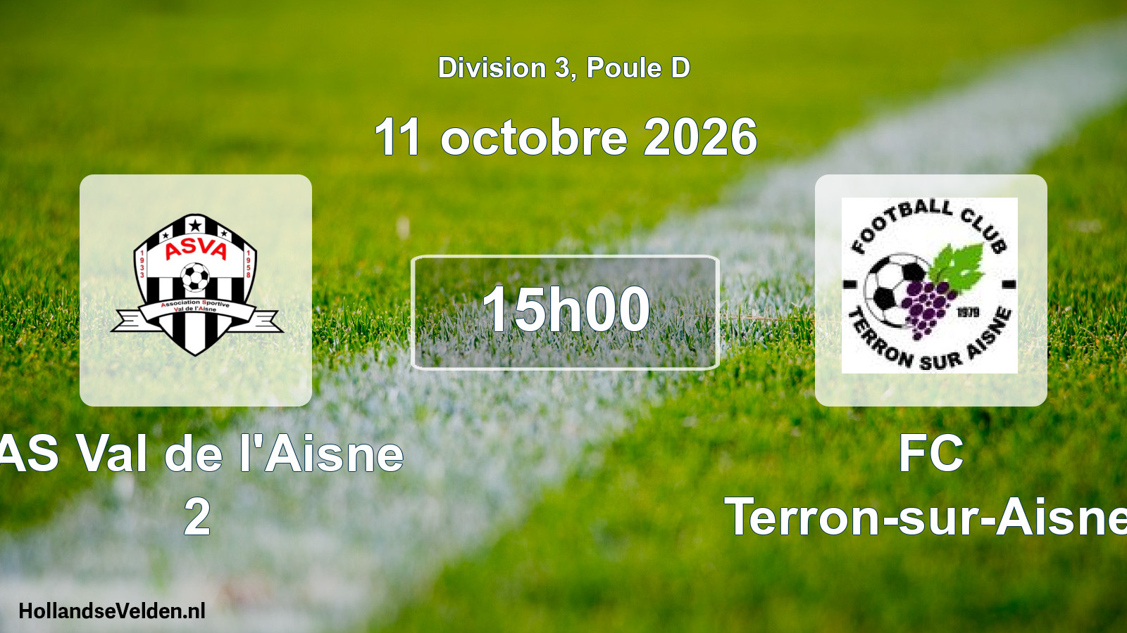 Match programmé: AS Val de l'Aisne 2 - FC Terron-sur-Aisne (11 octobre 2026)