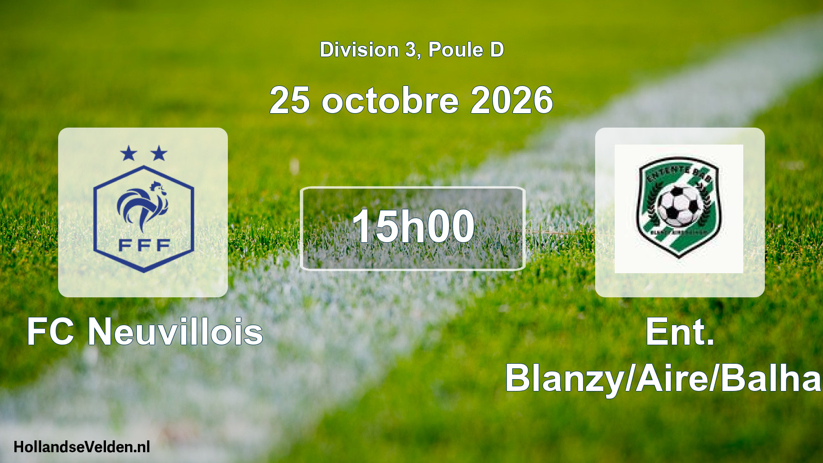 Match programmé: FC Neuvillois - Ent. Blanzy/Aire/Balham (25 octobre 2026)