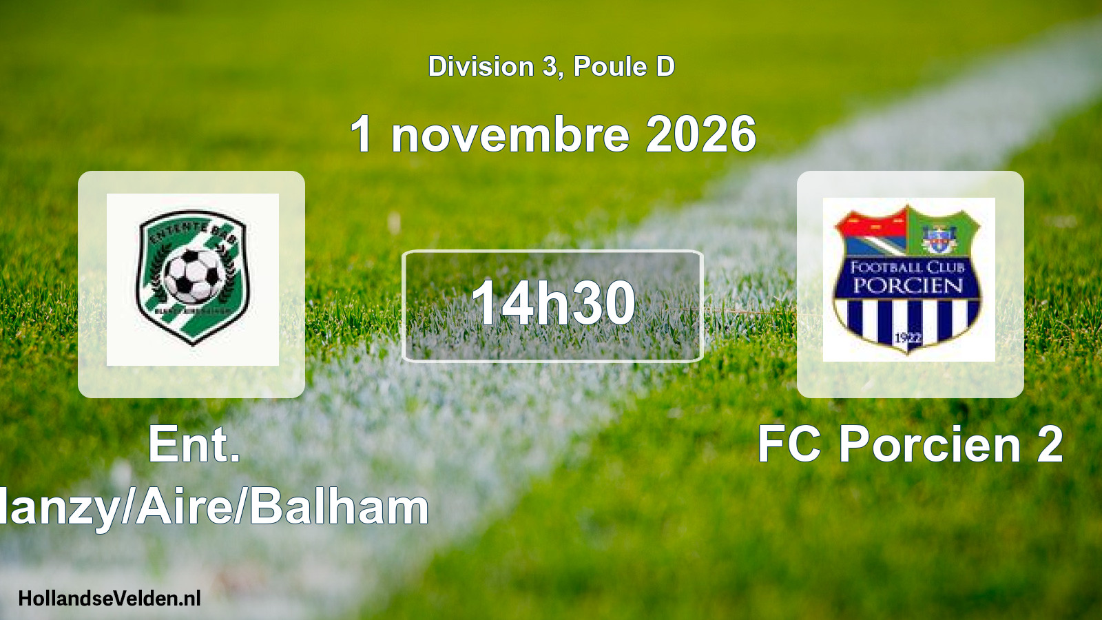 Match programmé: Ent. Blanzy/Aire/Balham - FC Porcien 2 (1 novembre 2026)