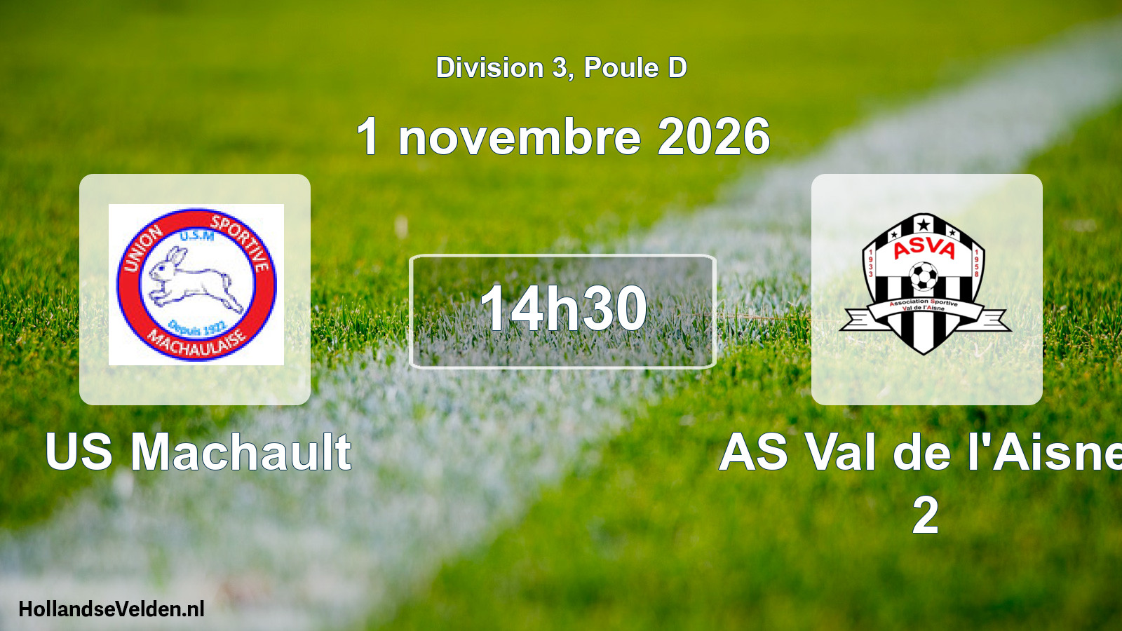 Match programmé: US Machault - AS Val de l'Aisne 2 (1 novembre 2026)
