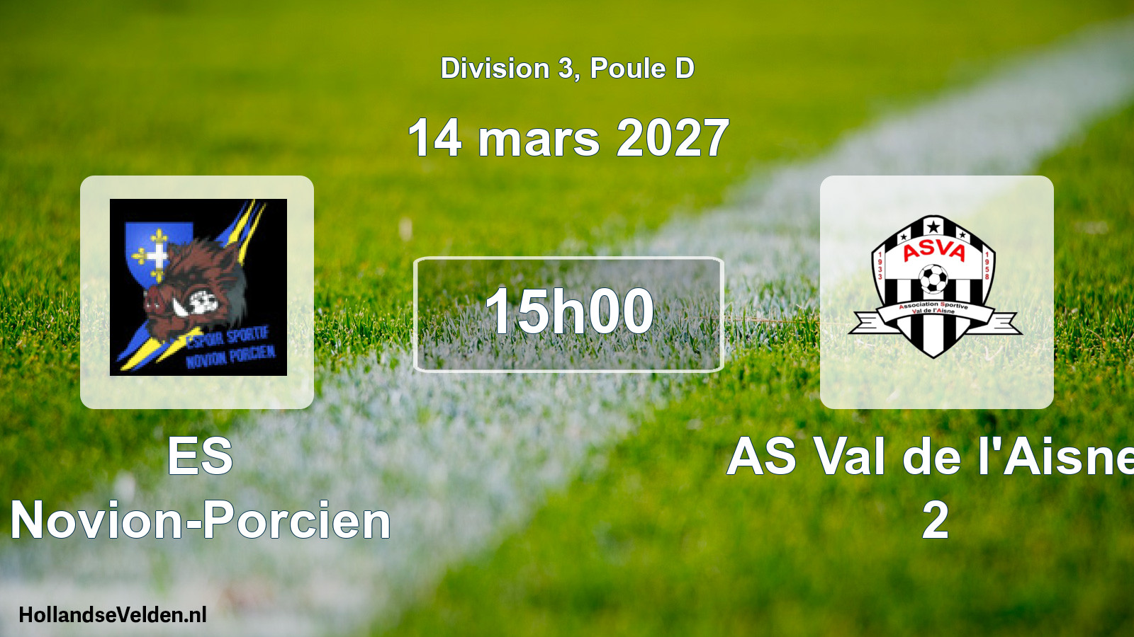 Match programmé: ES Novion-Porcien - AS Val de l'Aisne 2 (14 mars 2027)