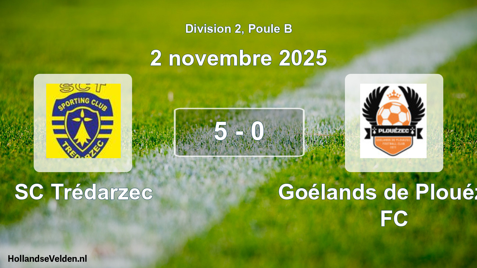 Gespeelde wedstrijd: SC Trédarzec - Goélands de Plouézec FC 5 - 0 (2 november 2025)