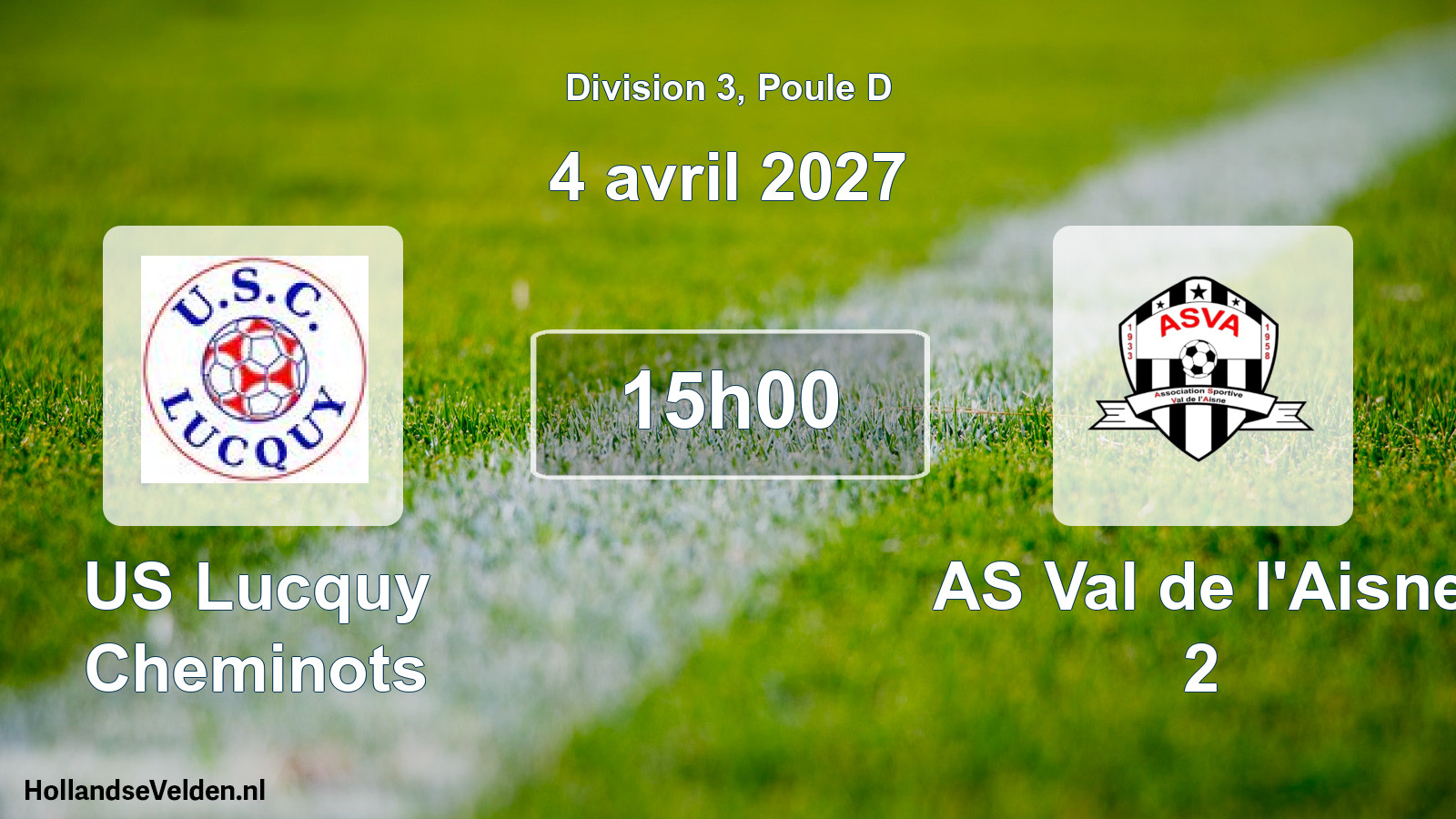 Match programmé: US Lucquy Cheminots - AS Val de l'Aisne 2 (4 avril 2027)