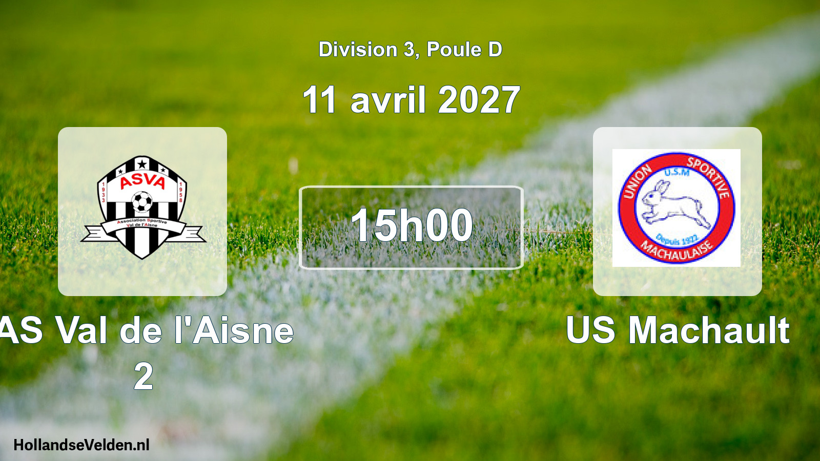 Match programmé: AS Val de l'Aisne 2 - US Machault (11 avril 2027)