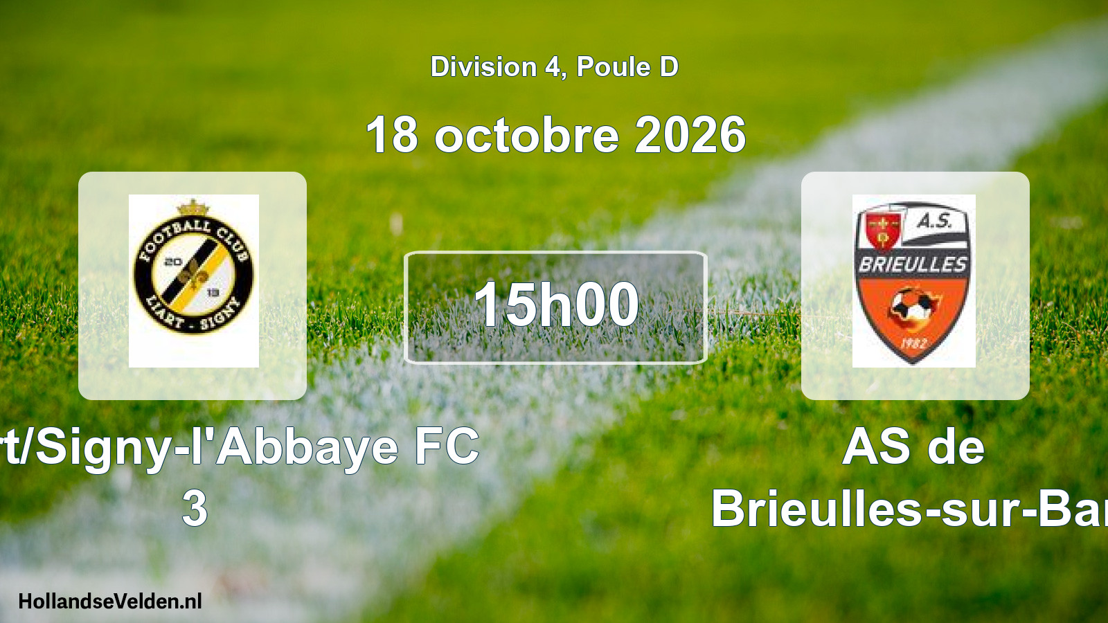 Match programmé: Liart/Signy-l'Abbaye FC 3 - AS de Brieulles-sur-Bar (18 octobre 2026)