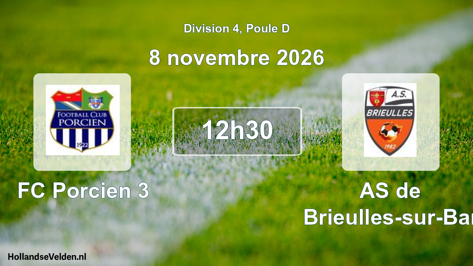 Match programmé: FC Porcien 3 - AS de Brieulles-sur-Bar (8 novembre 2026)