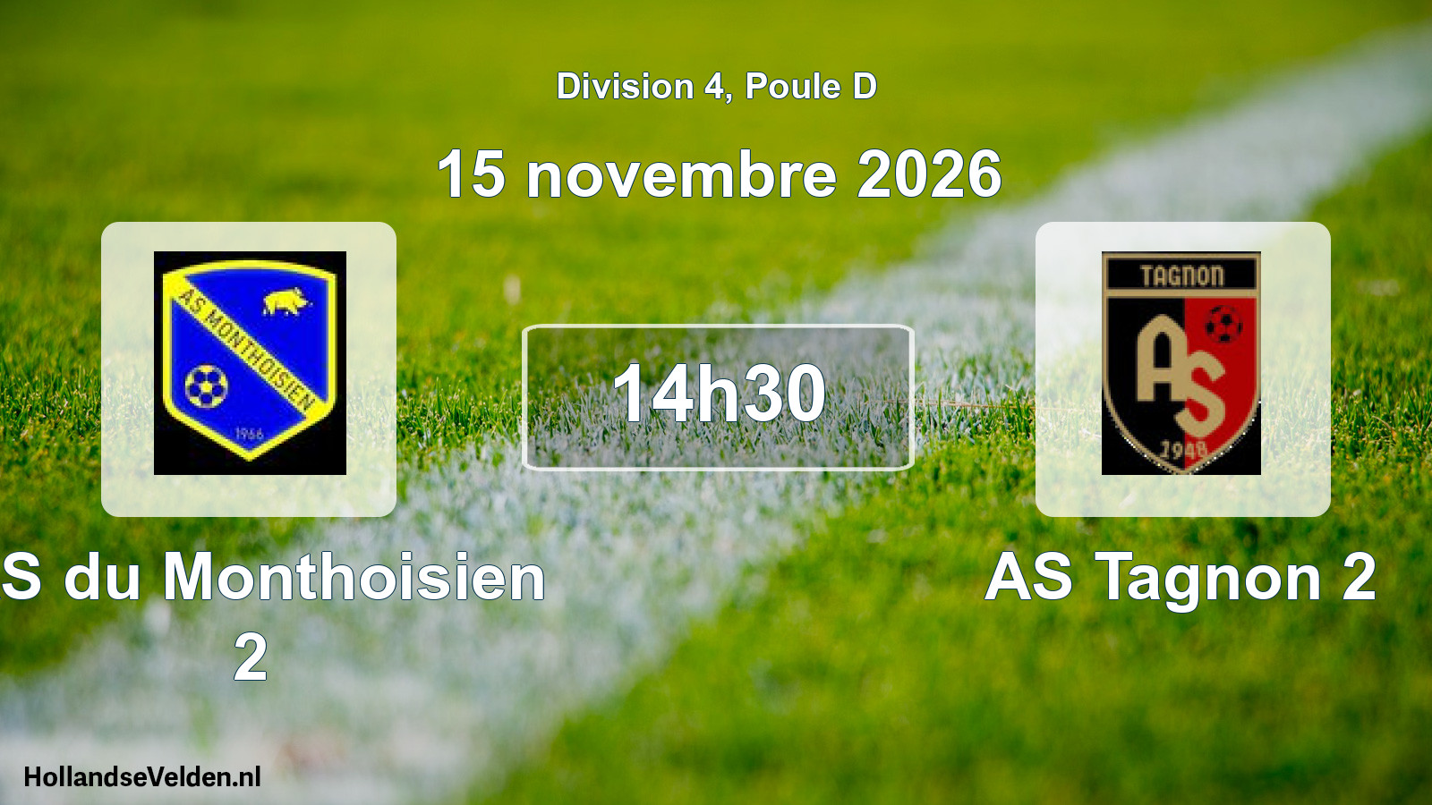 Match programmé: AS du Monthoisien 2 - AS Tagnon 2 (15 novembre 2026)