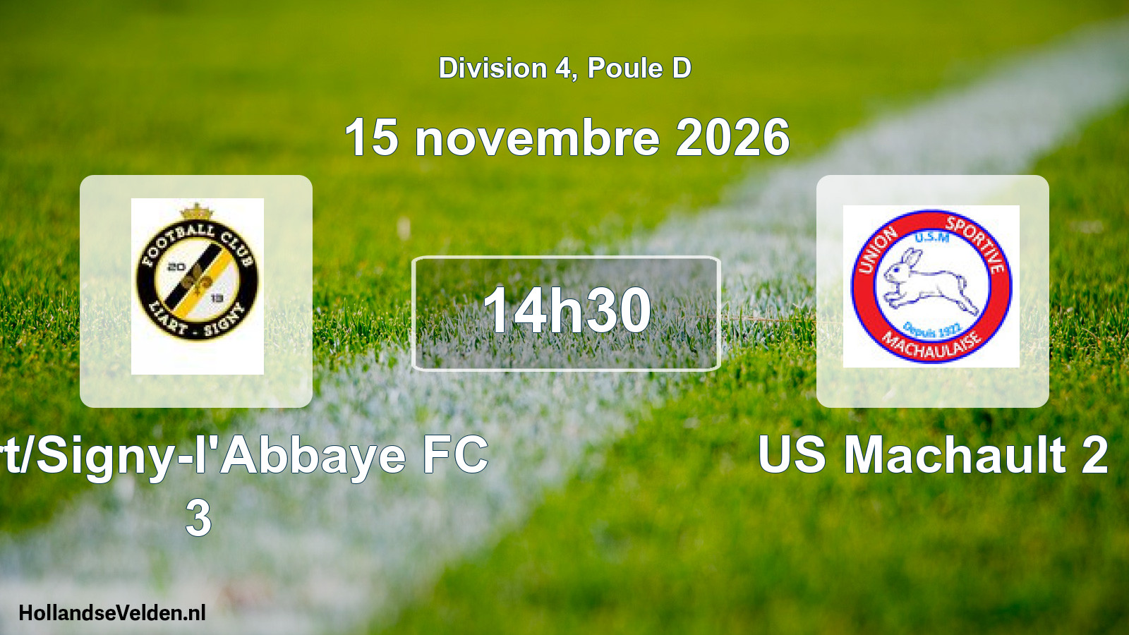 Match programmé: Liart/Signy-l'Abbaye FC 3 - US Machault 2 (15 novembre 2026)