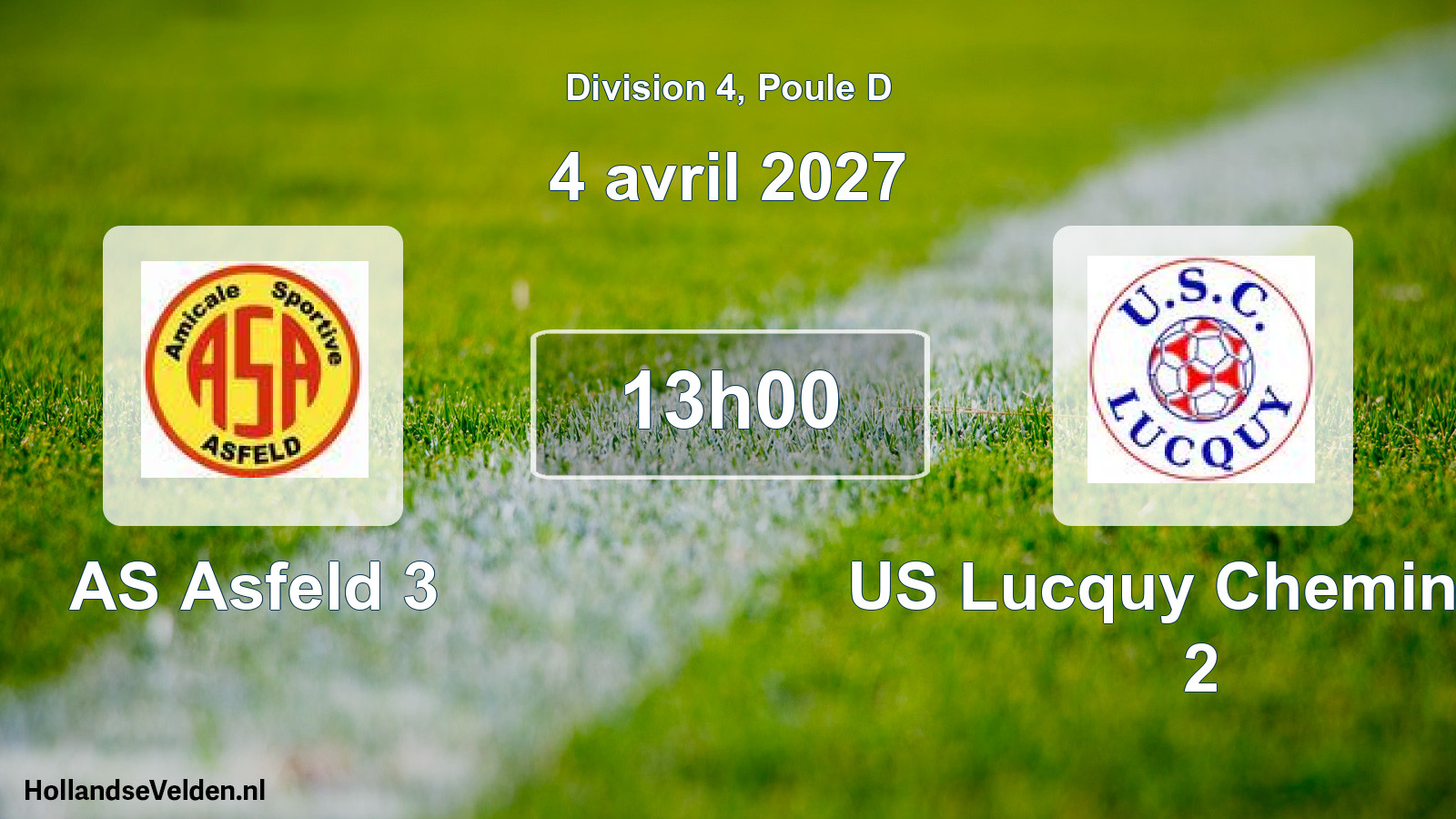 Match programmé: AS Asfeld 3 - US Lucquy Cheminots 2 (4 avril 2027)