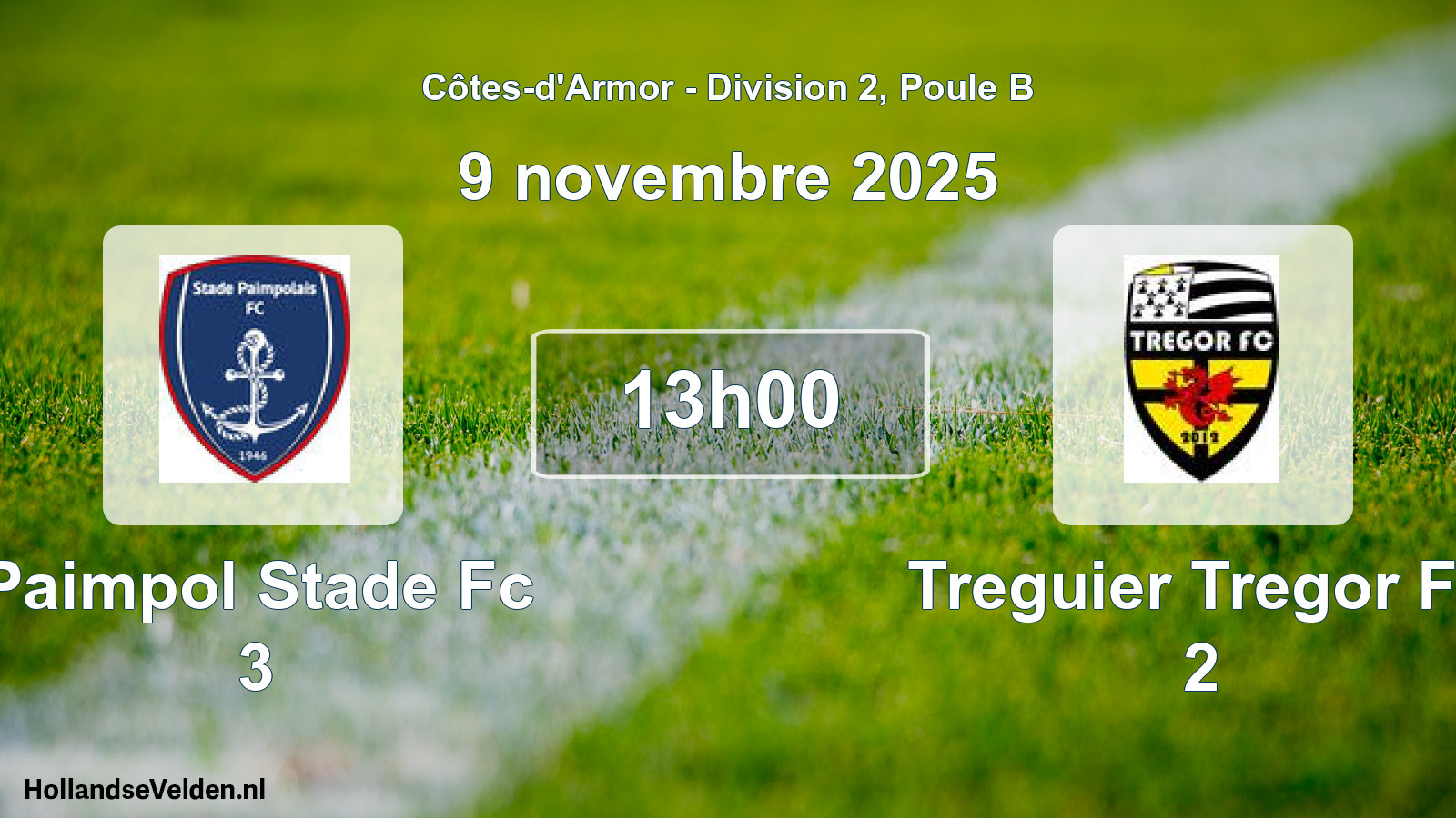 Scheduled Match: Paimpol Stade Fc 3 - Treguier Tregor Fc 2 (9 November 2025)