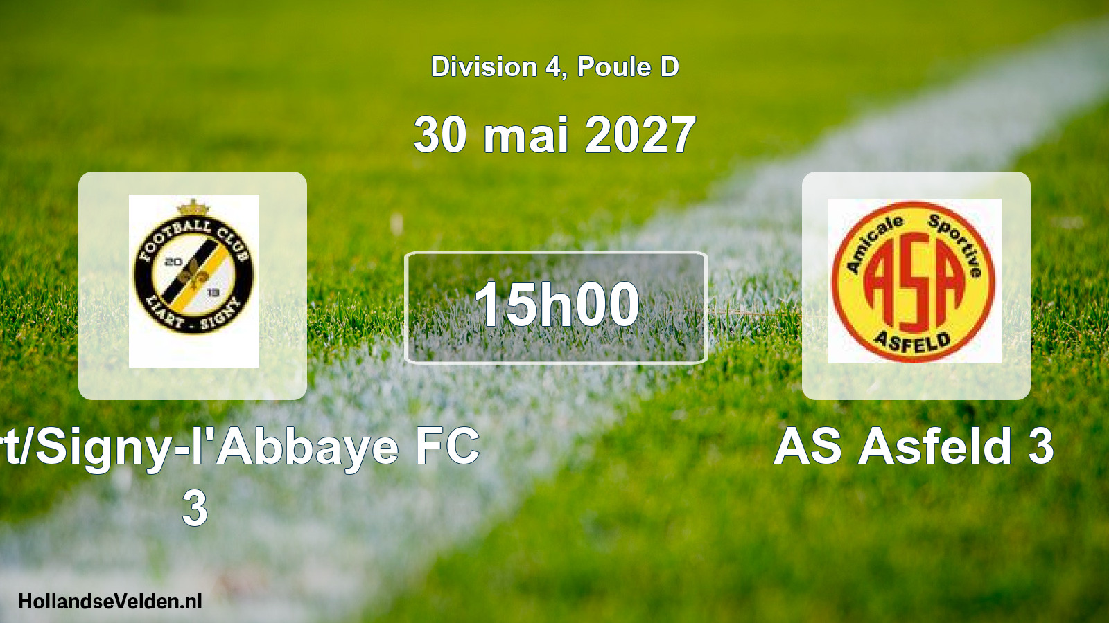 Match programmé: Liart/Signy-l'Abbaye FC 3 - AS Asfeld 3 (30 mai 2027)