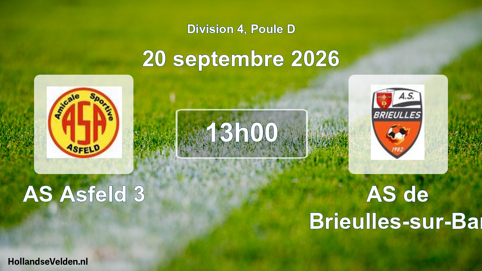 Match programmé: AS Asfeld 3 - AS de Brieulles-sur-Bar (20 septembre 2026)