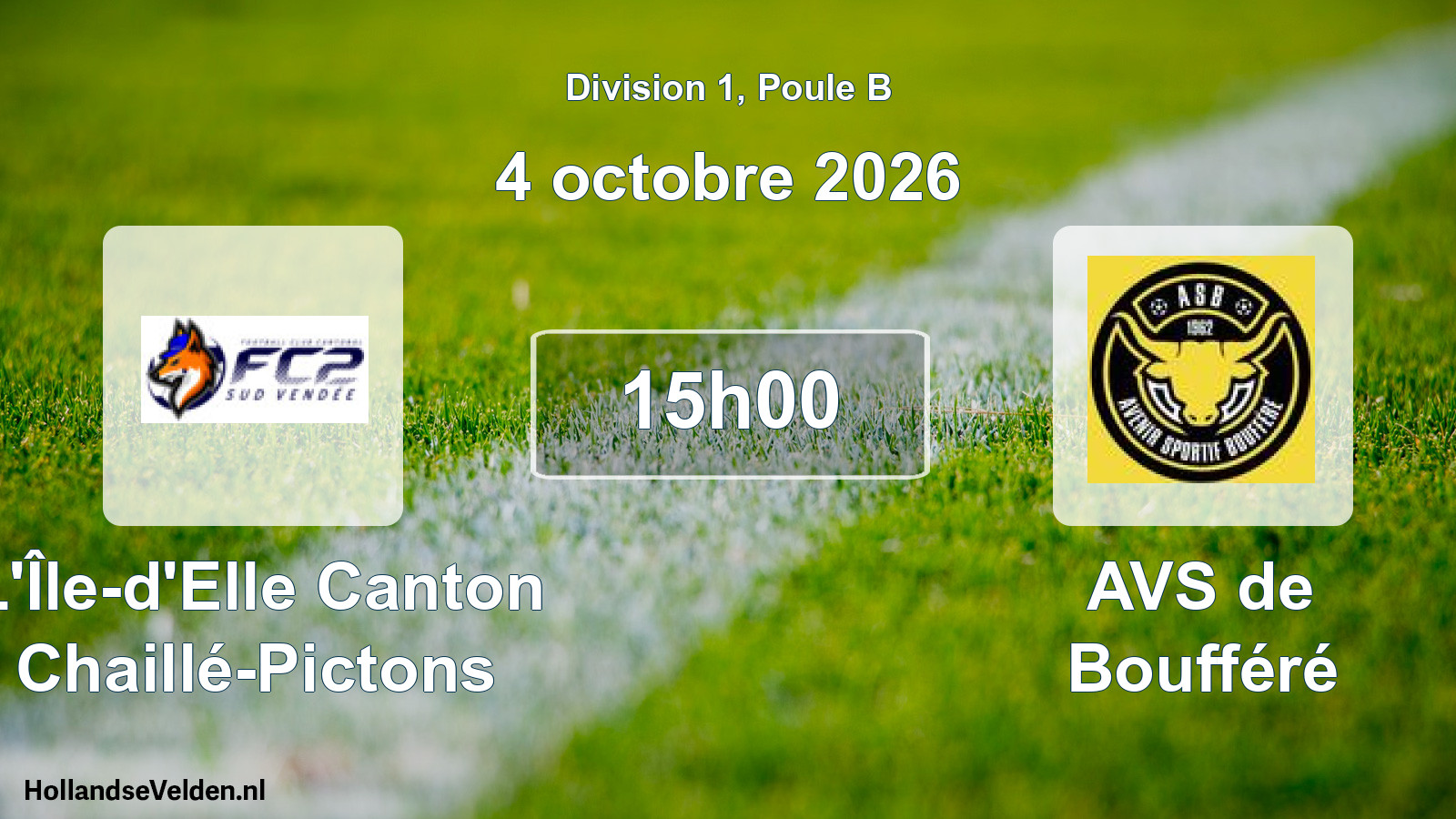 Geplande wedstrijd: L'Île-d'Elle Canton Chaillé-Pictons - AVS de Boufféré (4 oktober 2026)