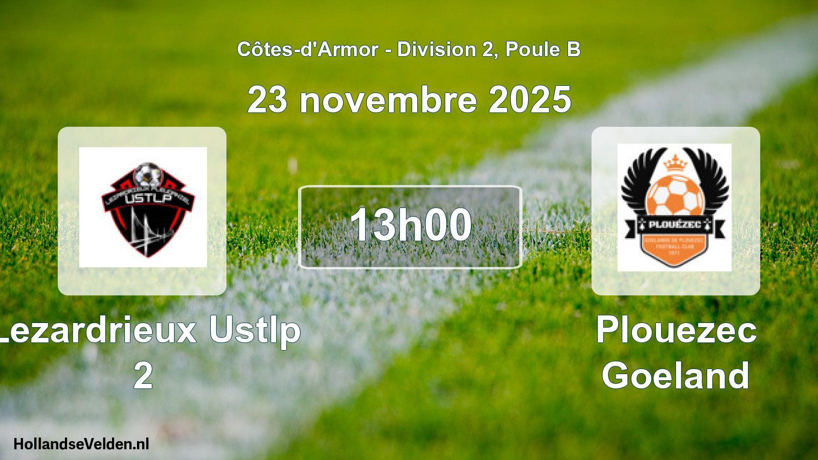 Geplande wedstrijd: Lezardrieux Ustlp 2 - Plouezec Goeland (23 novembre 2025)