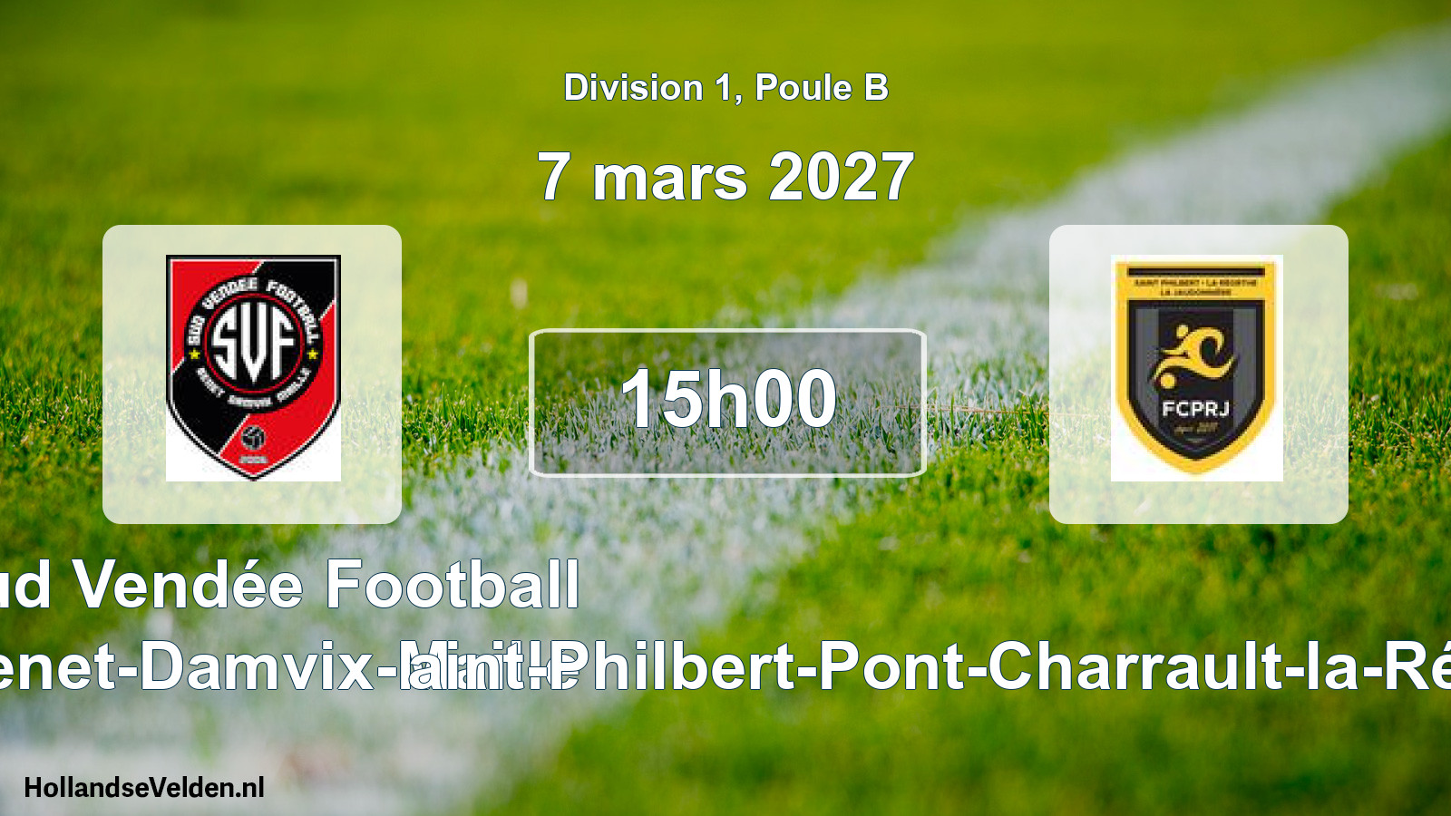Match programmé: Sud Vendée Football Benet-Damvix-Maillé - Saint-Philbert-Pont-Charrault-la-Réorthe-Jaudonniè (7 mars 2027)