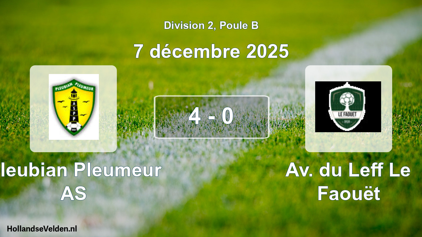 Match joué: Pleubian Pleumeur AS - Av. du Leff Le Faouët 4 - 0 (7 décembre 2025)