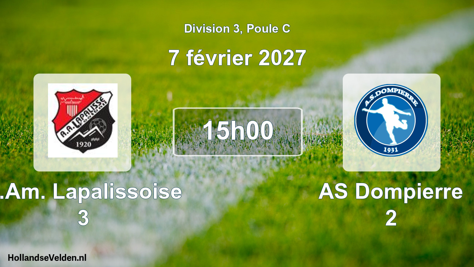 Match programmé: A.Am. Lapalissoise 3 - AS Dompierre 2 (7 février 2027)
