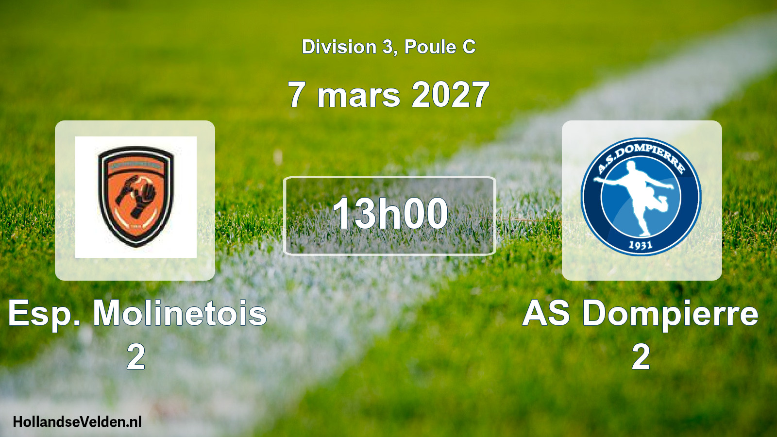 Match programmé: Esp. Molinetois 2 - AS Dompierre 2 (7 mars 2027)