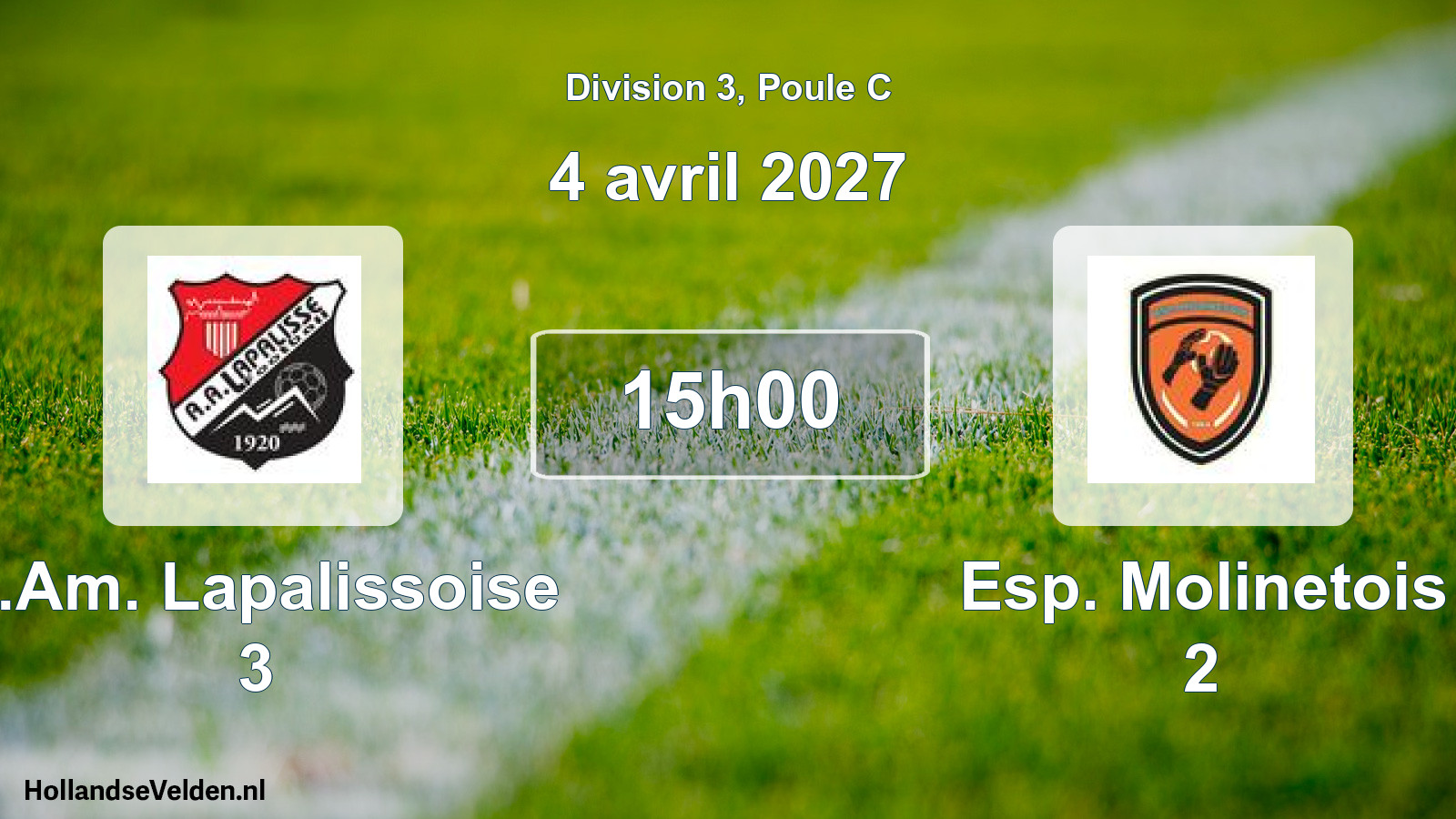 Match programmé: A.Am. Lapalissoise 3 - Esp. Molinetois 2 (4 avril 2027)