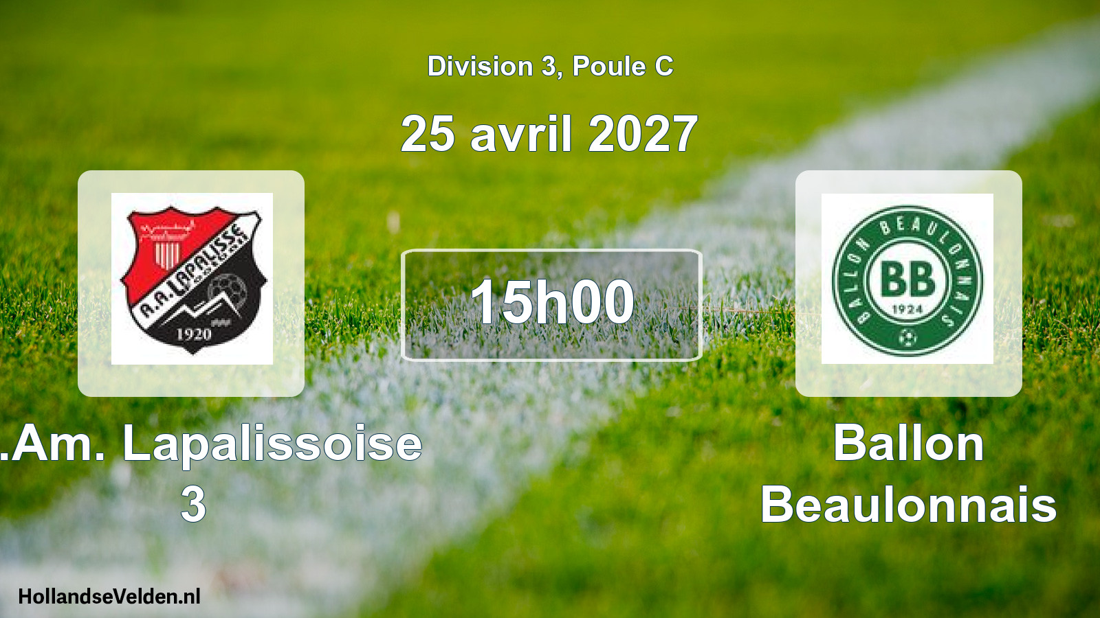 Match programmé: A.Am. Lapalissoise 3 - Ballon Beaulonnais (25 avril 2027)