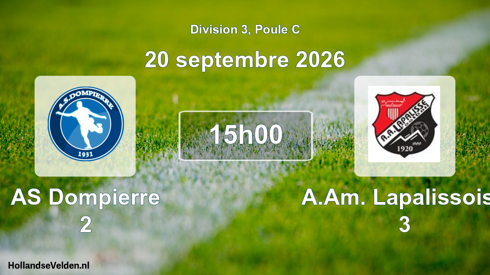 Match programmé: AS Dompierre 2 - A.Am. Lapalissoise 3 (20 septembre 2026)