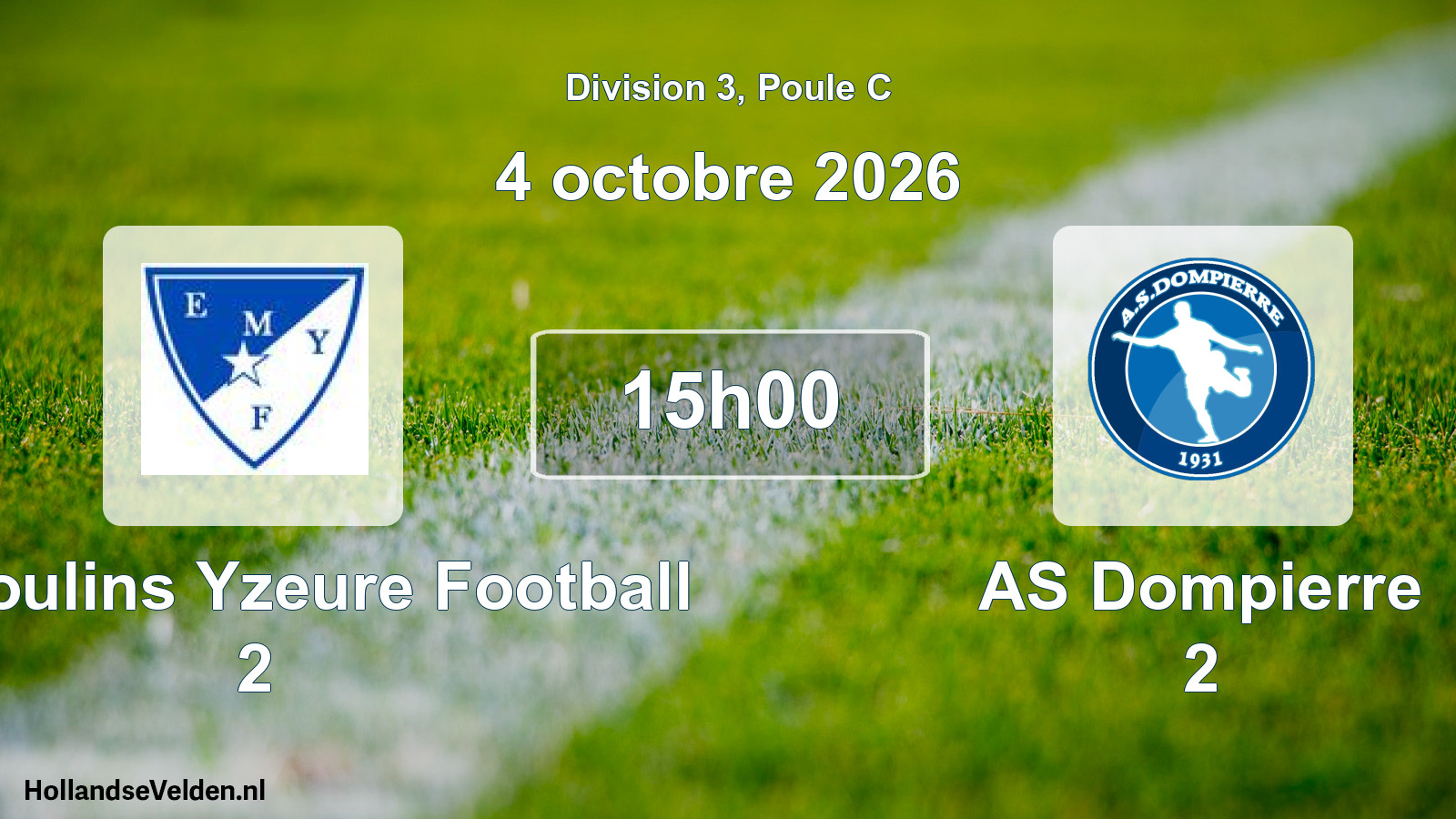 Match programmé: Et. Moulins Yzeure Football 2 - AS Dompierre 2 (4 octobre 2026)